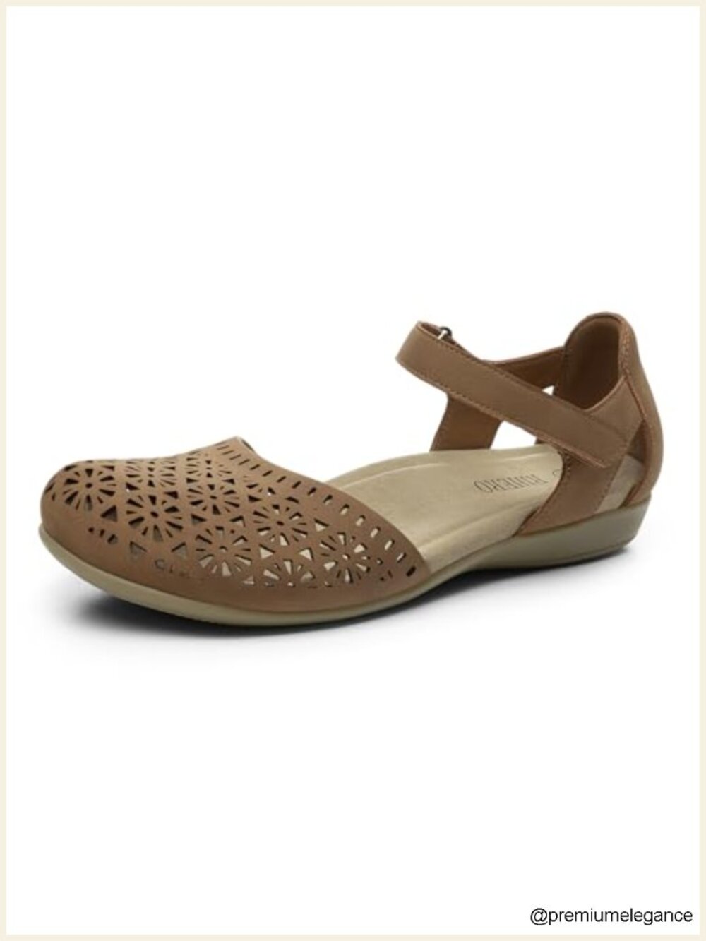 Women's Closed Toe PU Leather Flat Sandals with Arch Support